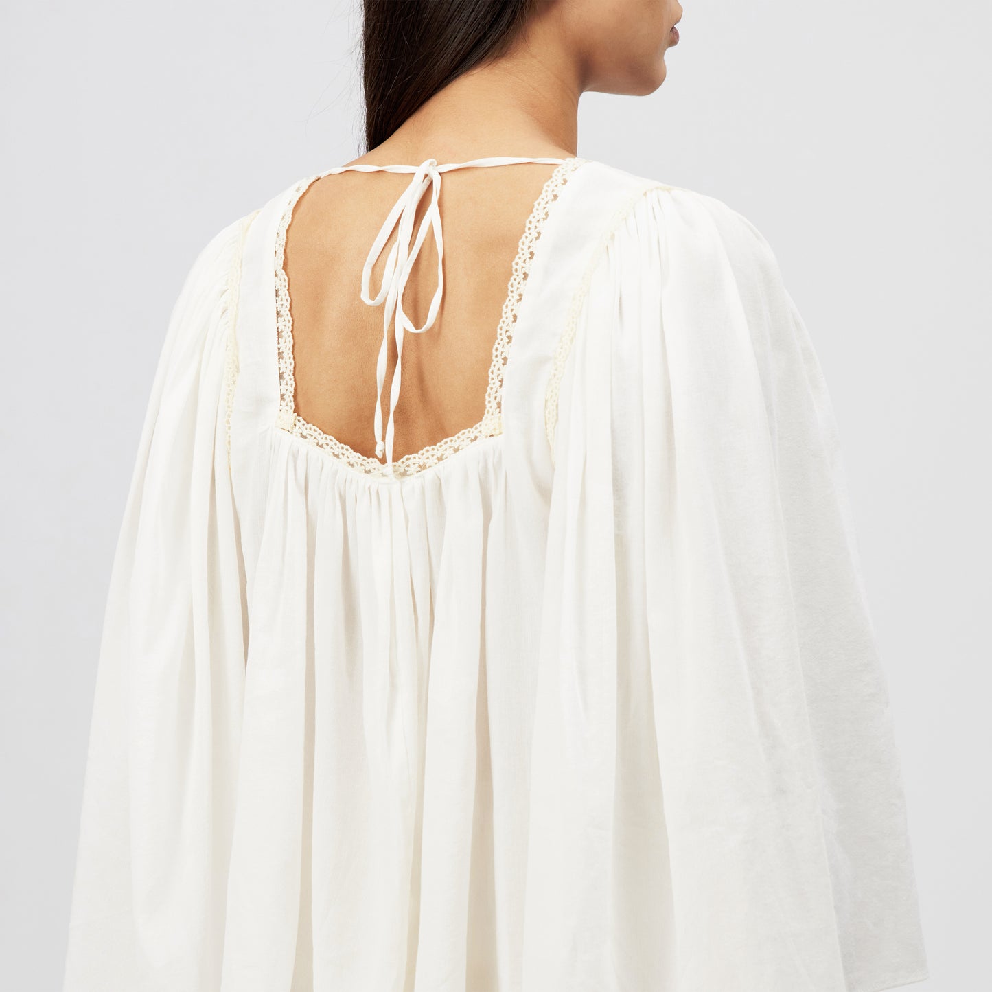 DRYKORN Babydoll-Tunika-Bluse Ismara Offwhite