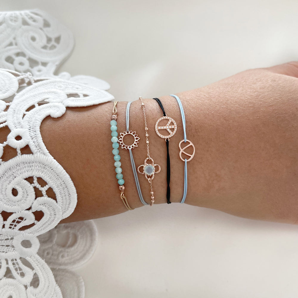 LEAF Glücksarmband Peace grau mit Zirkonia Sterlingsilber