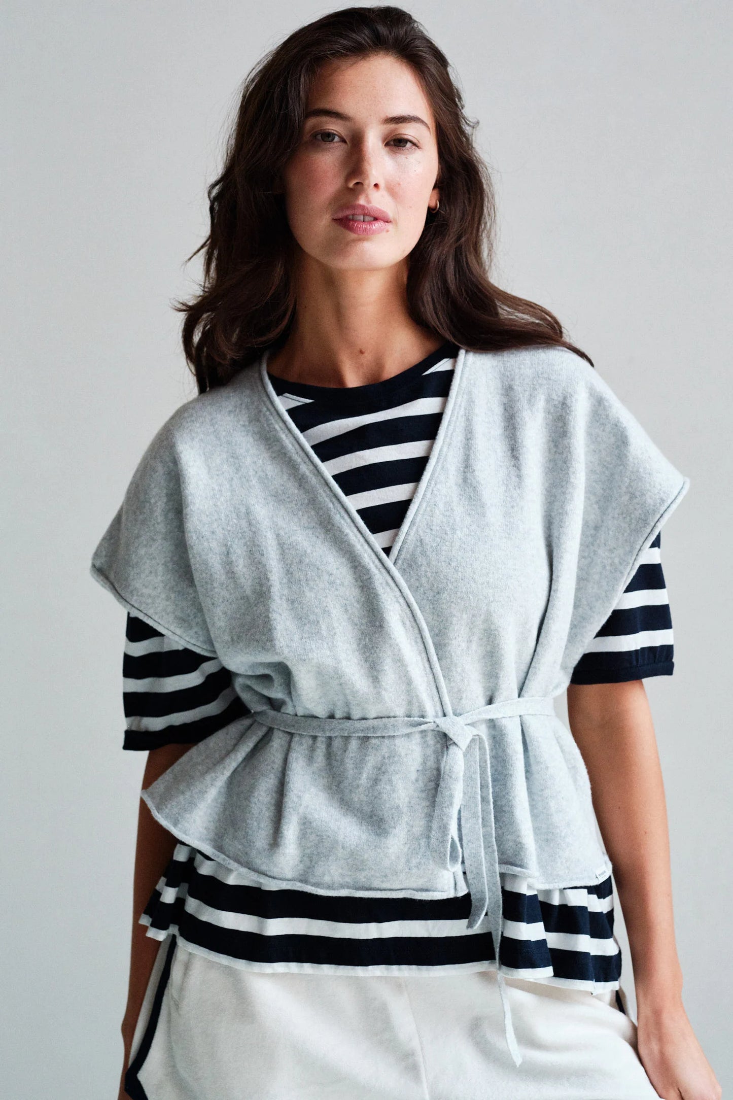PENN & INK Cardigan Grey Melange