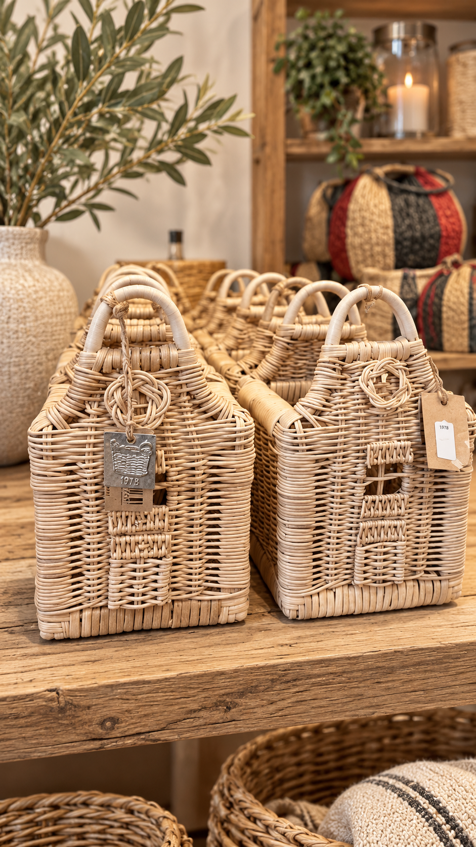 Rattanlaterne Haus klein - Natur