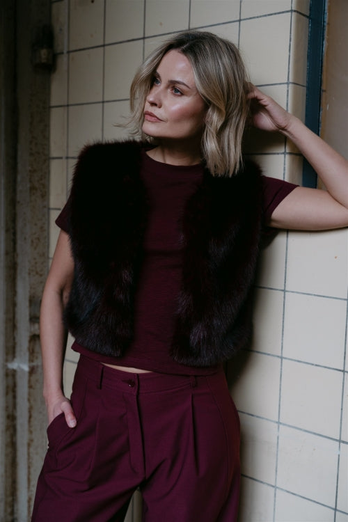 AIMEE THE LABEL IslaW6 Fake Fur Weste - Brown