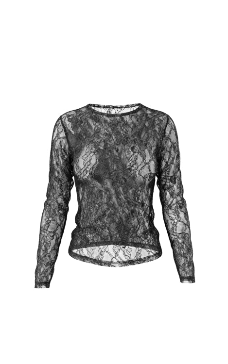 AIMEE THE LABEL Longsleeve Tonny Lace Round Neck - Black
