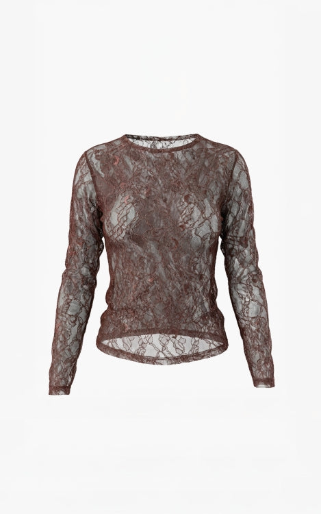 AIMEE THE LABEL Longsleeve Tonny Lace Round Neck - Brown