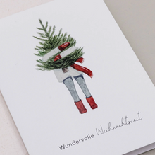 Lade das Bild in den Galerie-Viewer, EULENSCHNITT Klappkarte Weihnachtsmädchen