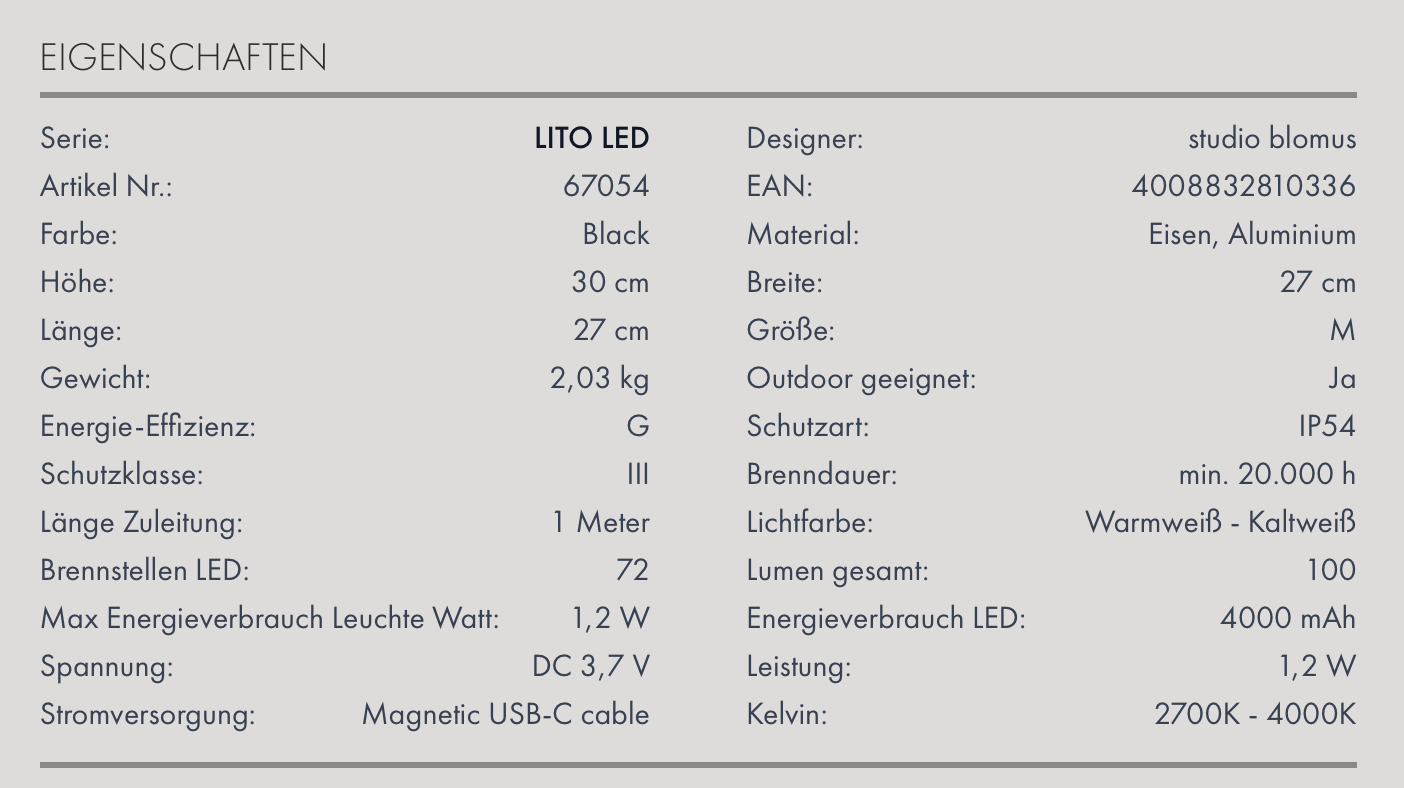 BLOMUS LED Mobile Laterne Lito M black