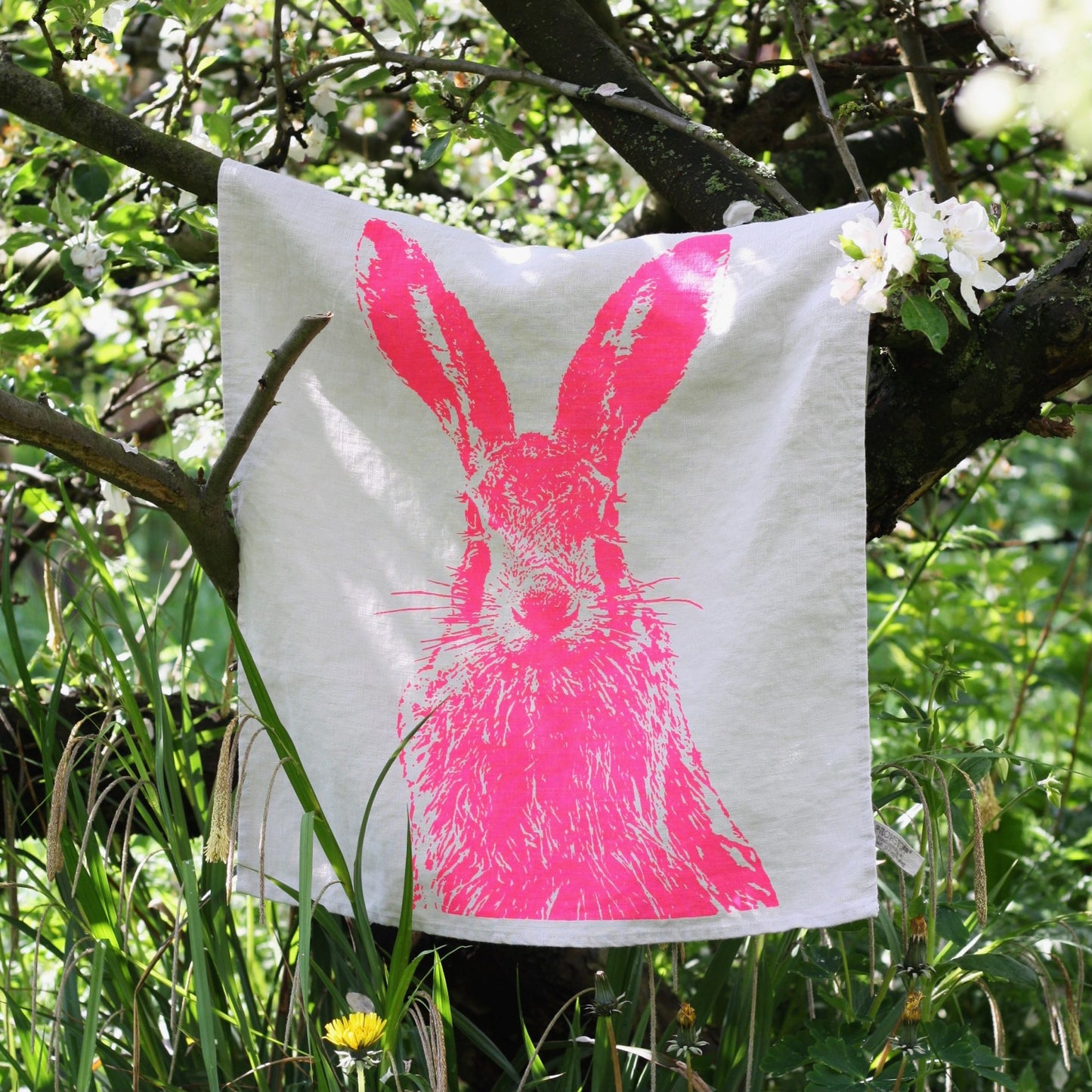 FROHSTOFF Geschirrtuch Feldhase, Neonpink