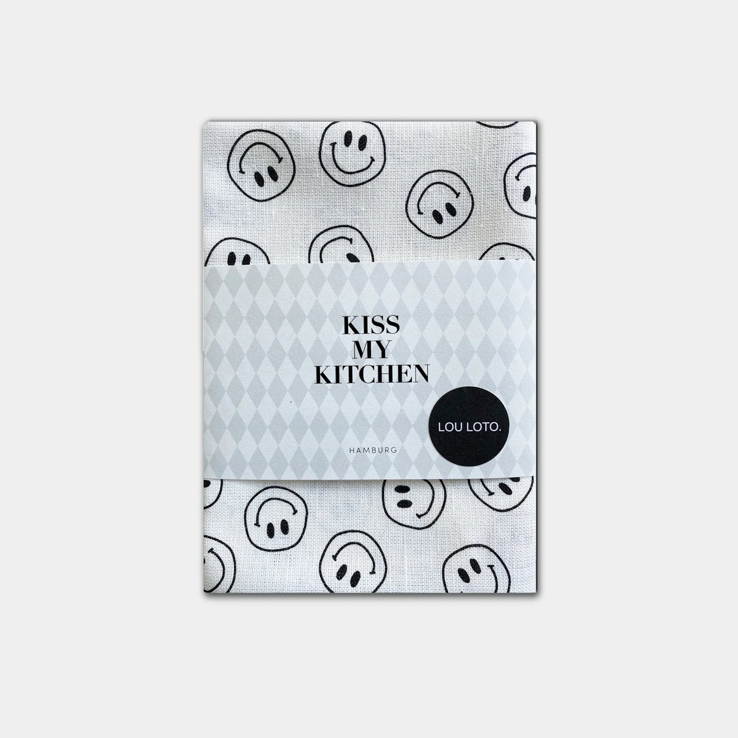 KISS MY KITCHEN Geschirrtuch Smile black