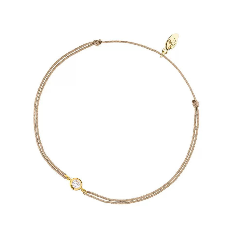 LEAF Glücksbändchen beige - Pure Gelbgold