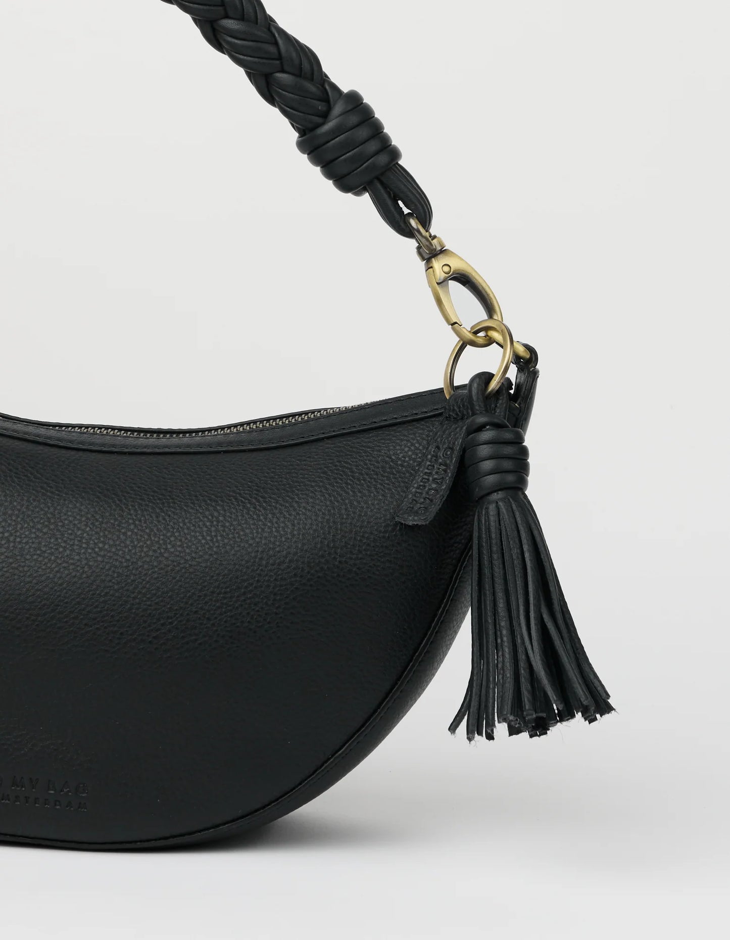 O MY BAG Bag Charm Tassel - Black Soft Grain