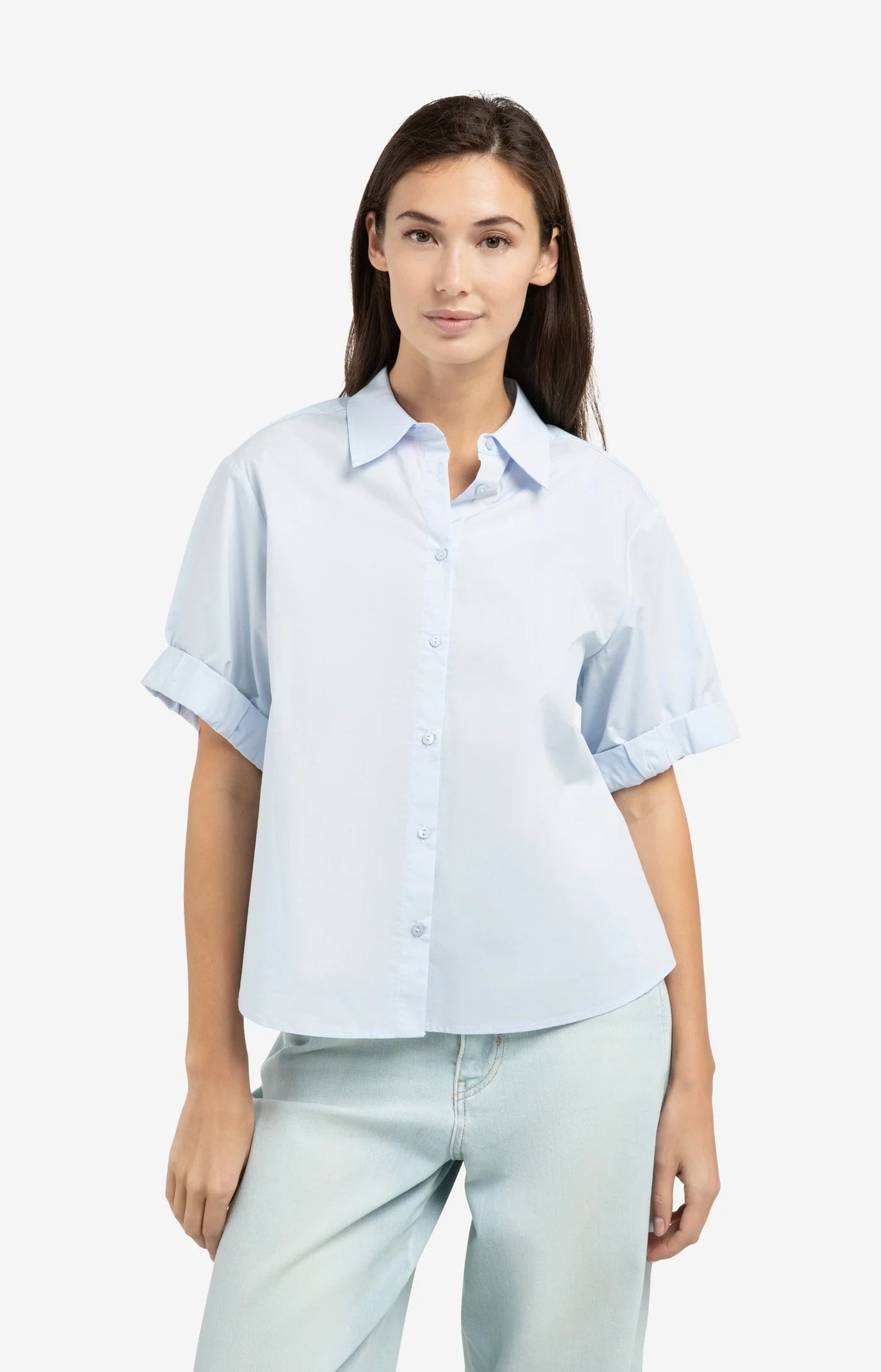 YAYA Kurzarmbluse Ice Blue
