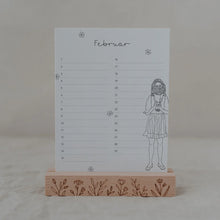 Lade das Bild in den Galerie-Viewer, EULENSCHNITT Tischkalender Geburtstage Blumenmädchen