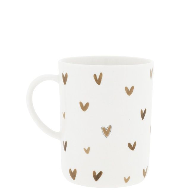 BASTION COLLECTIONS Tea Mug Brown Hearts - Teetasse