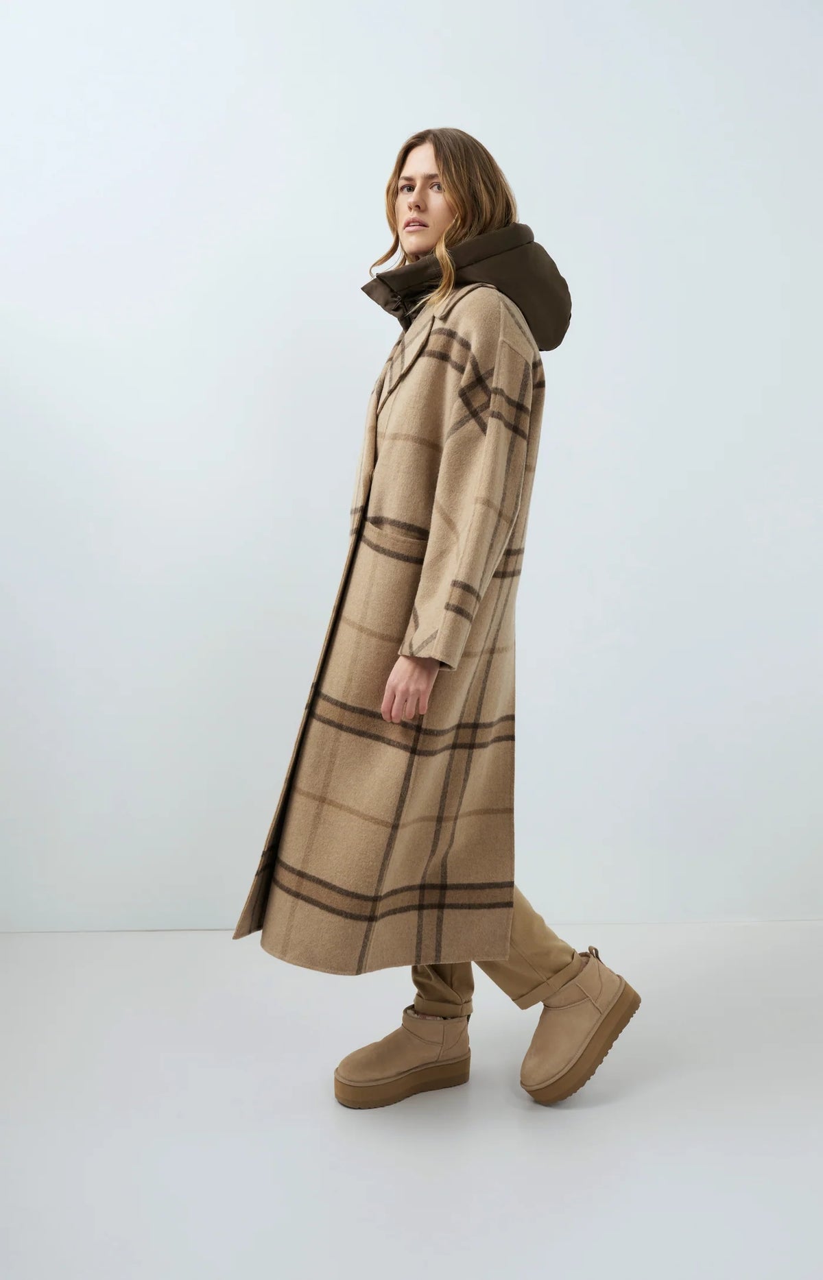 YAYA Wattierte Weste mit Kapuze - Brown