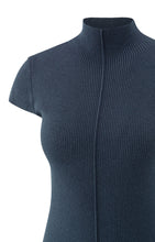 Lade das Bild in den Galerie-Viewer, YAYA Geripptes Oberteil mit Stehkragen Blue