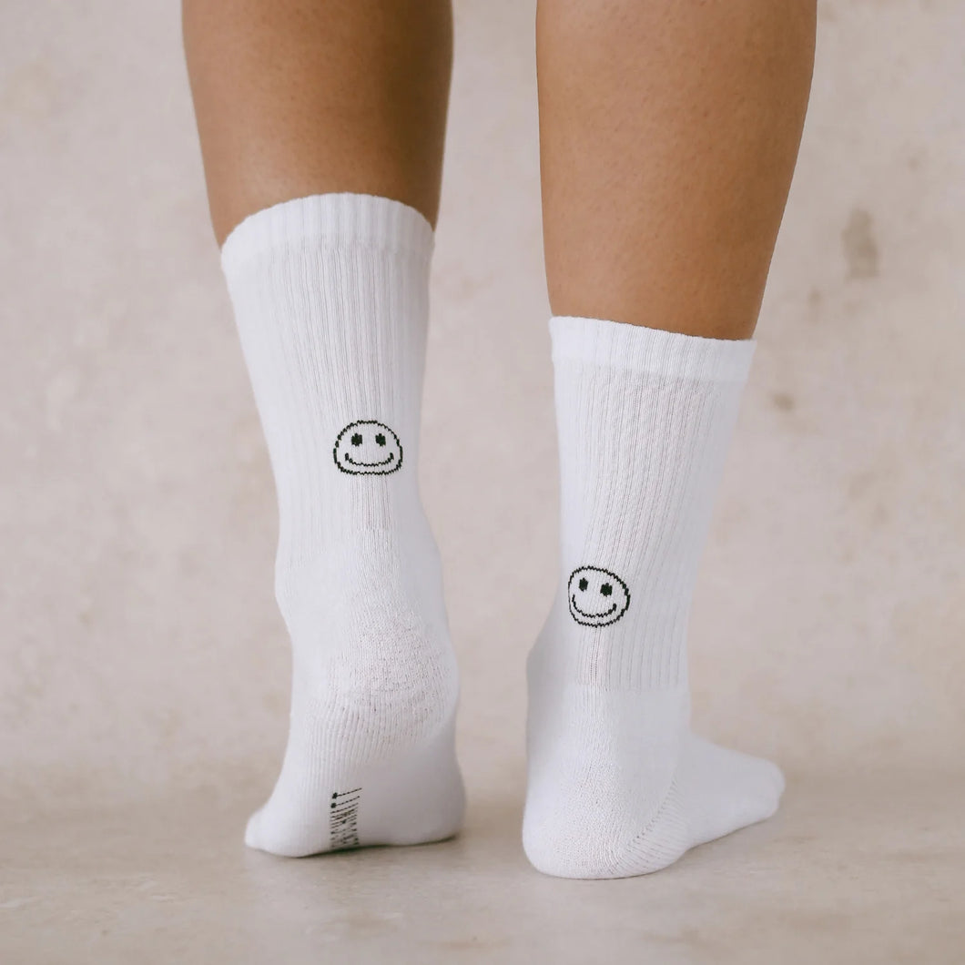 EULENSCHNITT Socken Smiley weiß