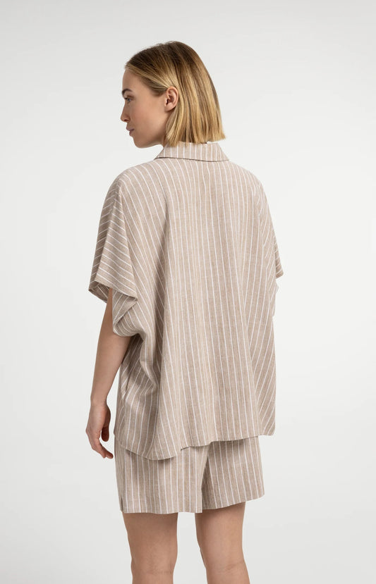 YAYA Striped Blouse Safari Brown
