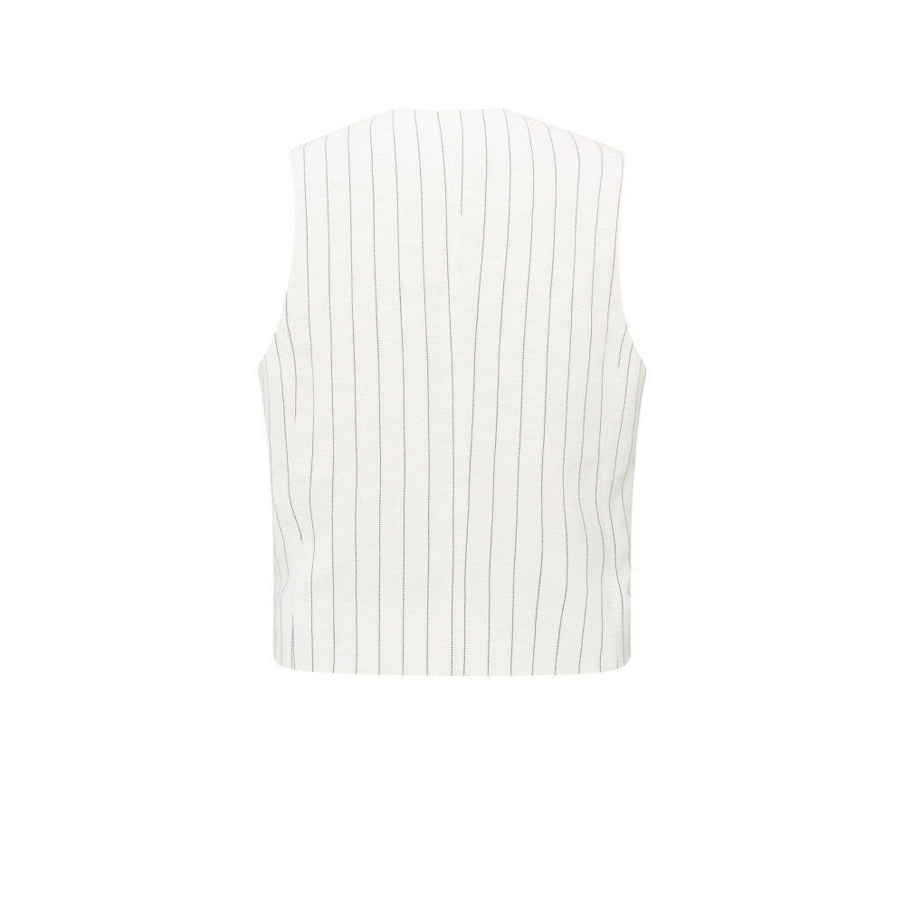 YAYA Weste aus Leinenmischung mit Nadelstreifen - Sand Linen
