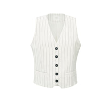 Lade das Bild in den Galerie-Viewer, YAYA Weste aus Leinenmischung mit Nadelstreifen - Sand Linen