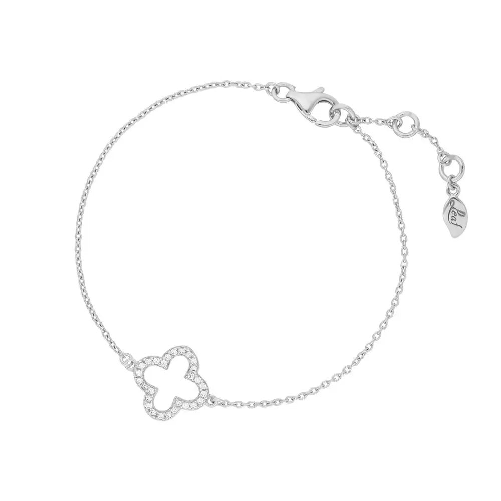 LEAF Armkette Kleeblatt mit Zirkonia Sterlingsilber