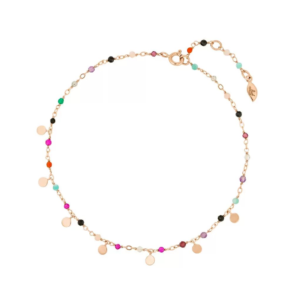 LEAF Fusskettchen Rainbow Multi Gems Rosegold