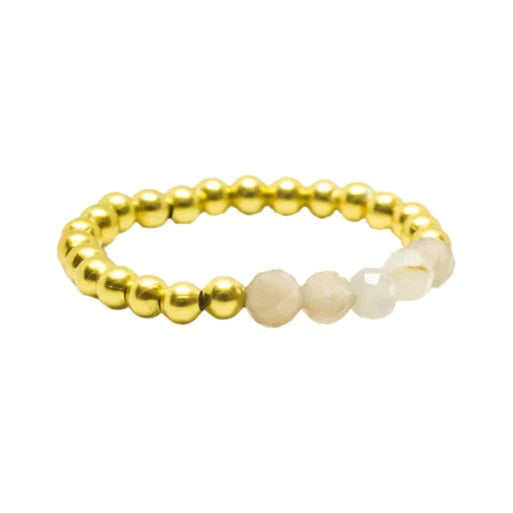 IBU JEWELS Ring 5 Stones Rosenquartz
