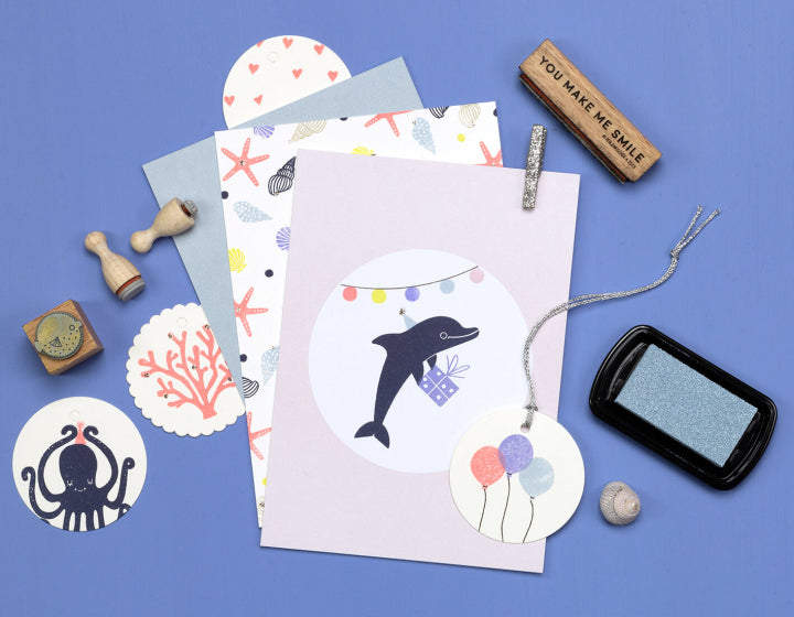PERLENFISCHER Stempel Delfin