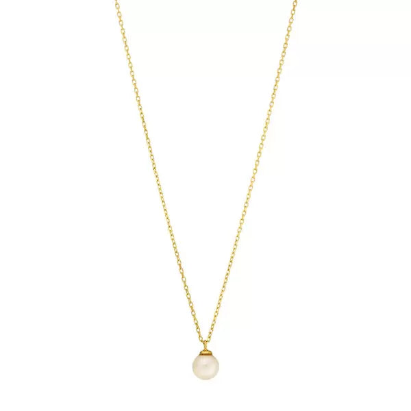 LEAF Halskette Perle Gelbgold