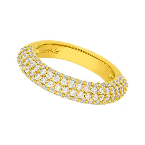 LEAF Ring Pavee Zirkonia Gelbgold