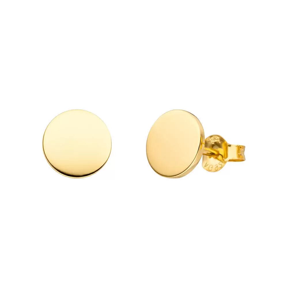 LEAF Ohrstecker Plättchen Gelbgold