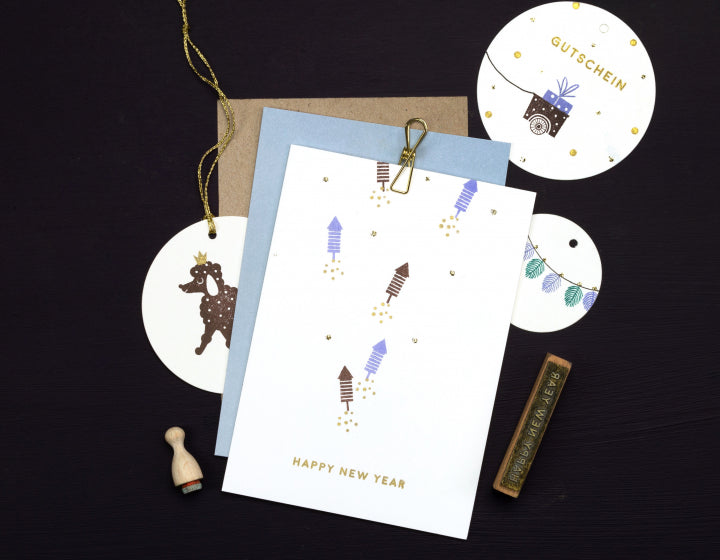 PERLENFISCHER Stempel T061 Happy New Year 2