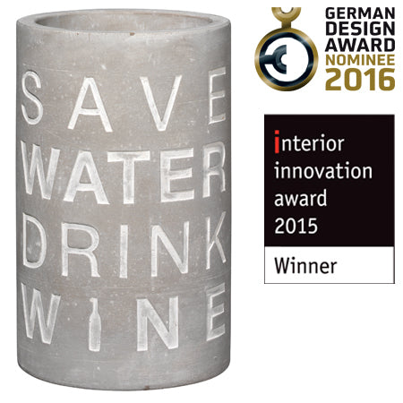 RAEDER DESIGN Weinkühler aus Beton - Save Water drink Wine