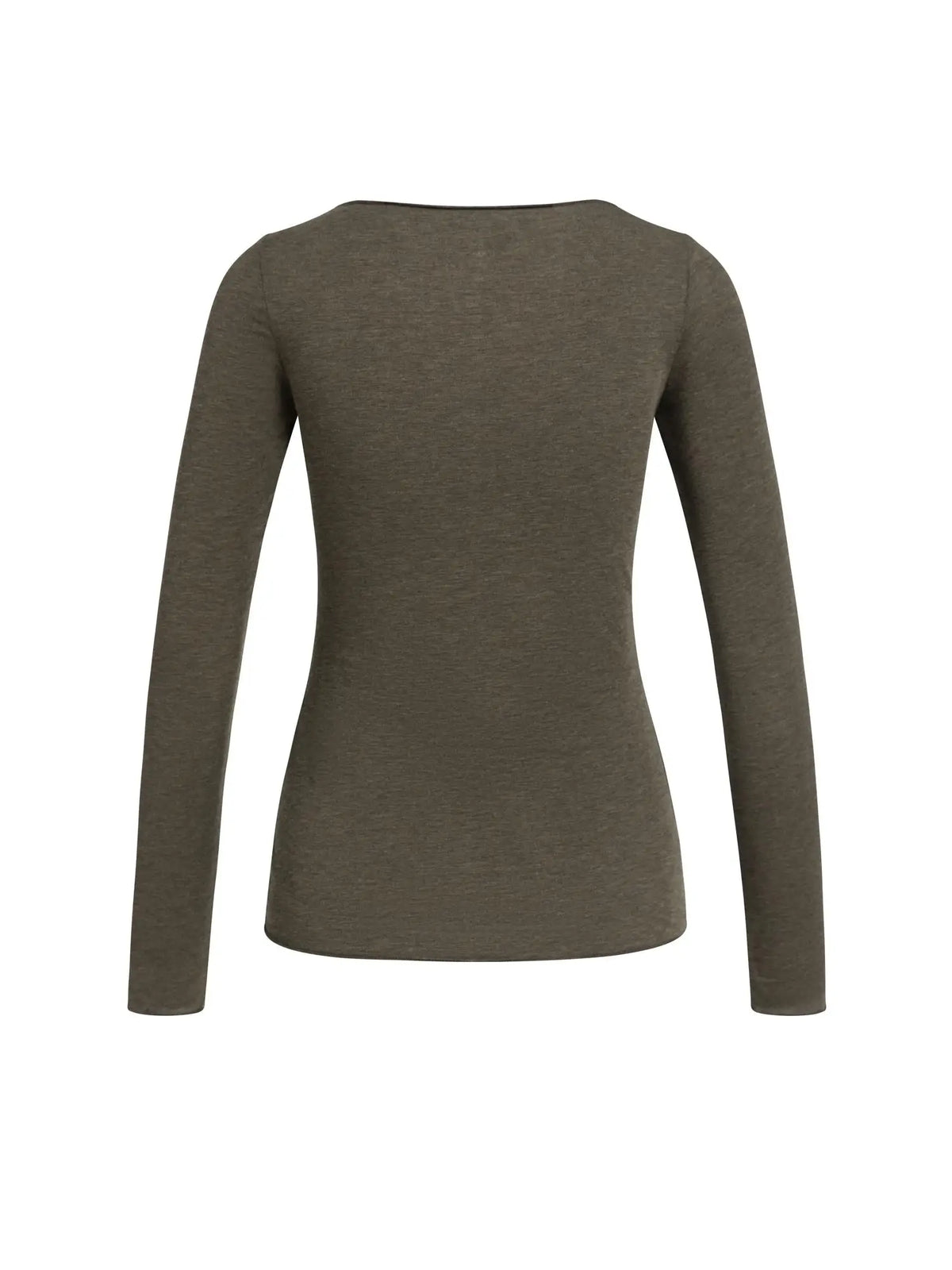 YAYA Longsleeve mit U-Boot-Ausschnitt - Black/ Brown