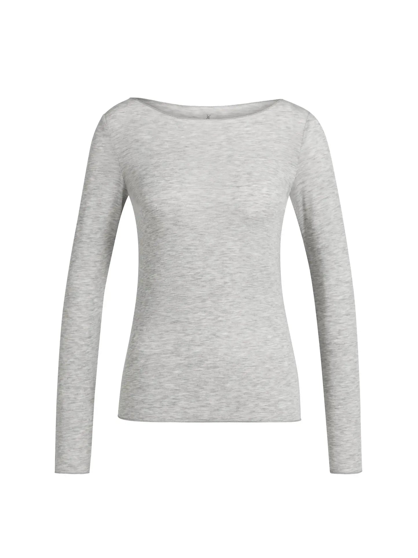 YAYA Longsleeve mit U-Boot-Ausschnitt - Grey Melange