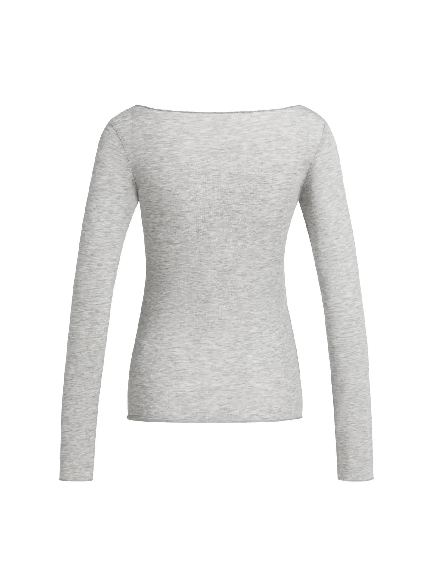 YAYA Longsleeve mit U-Boot-Ausschnitt - Grey Melange