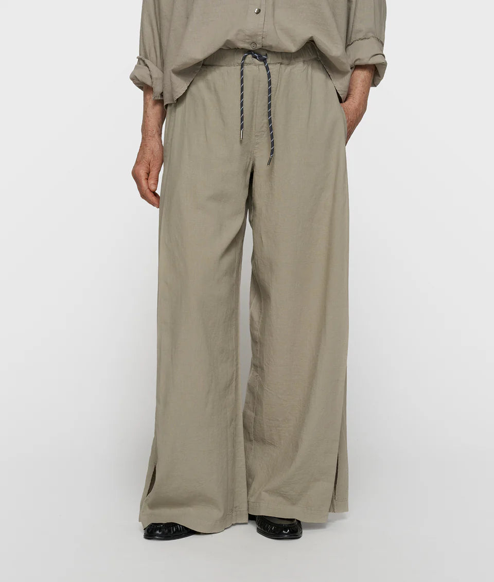 10DAYS AMSTERDAM Cotton Linen Pants Slit - Fog