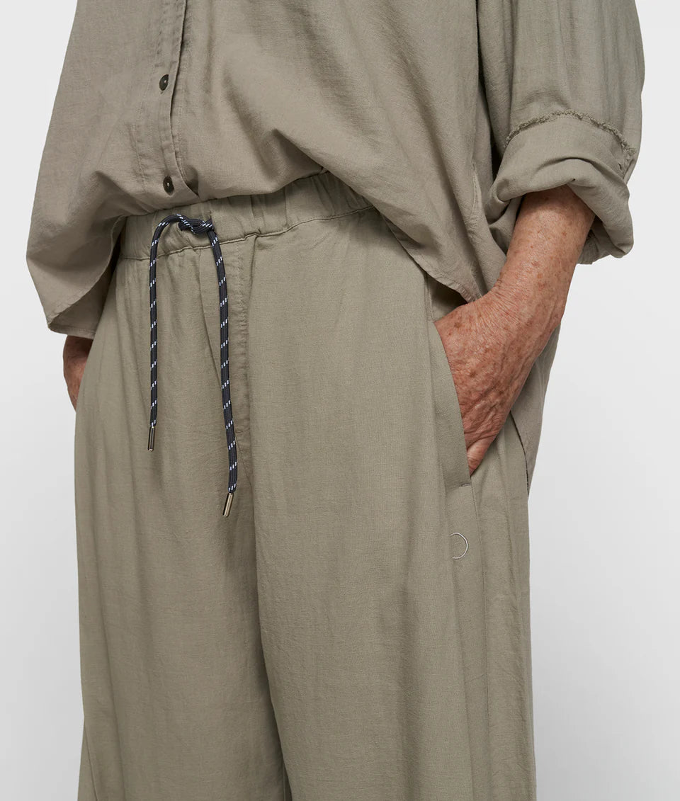 10DAYS AMSTERDAM Cotton Linen Pants Slit - Fog