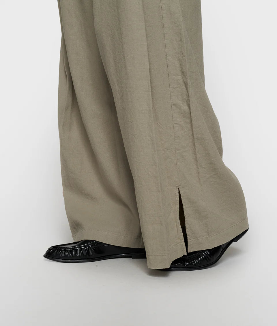 10DAYS AMSTERDAM Cotton Linen Pants Slit - Fog