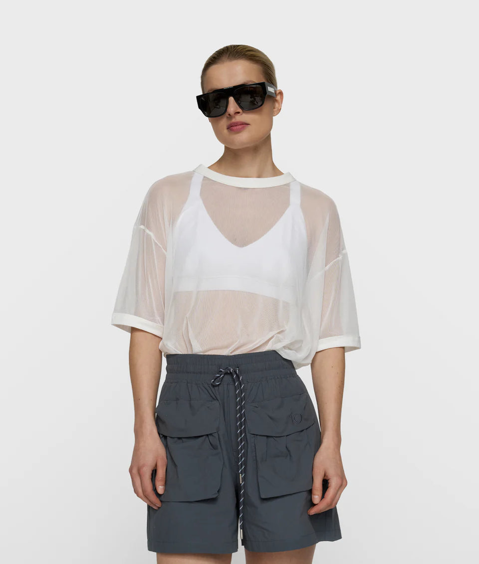 10DAYS AMSTERDAM Mesh Tee - Ecru