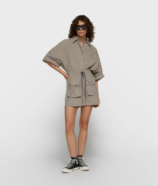 10DAYS AMSTERDAM Crinkle Utility Shorts - Fog