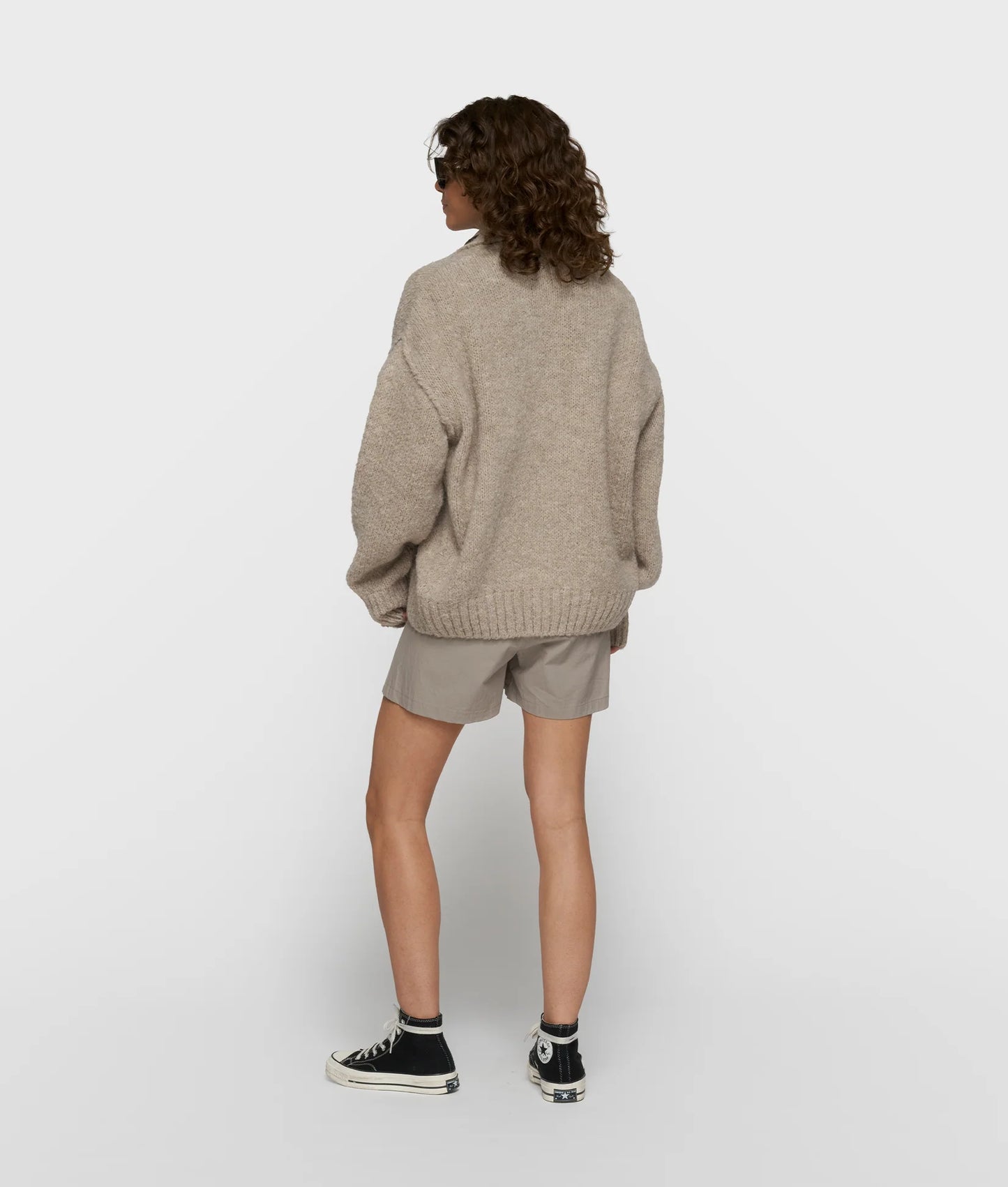 10DAYS AMSTERDAM Short Belted Knit Cardigan - Fog
