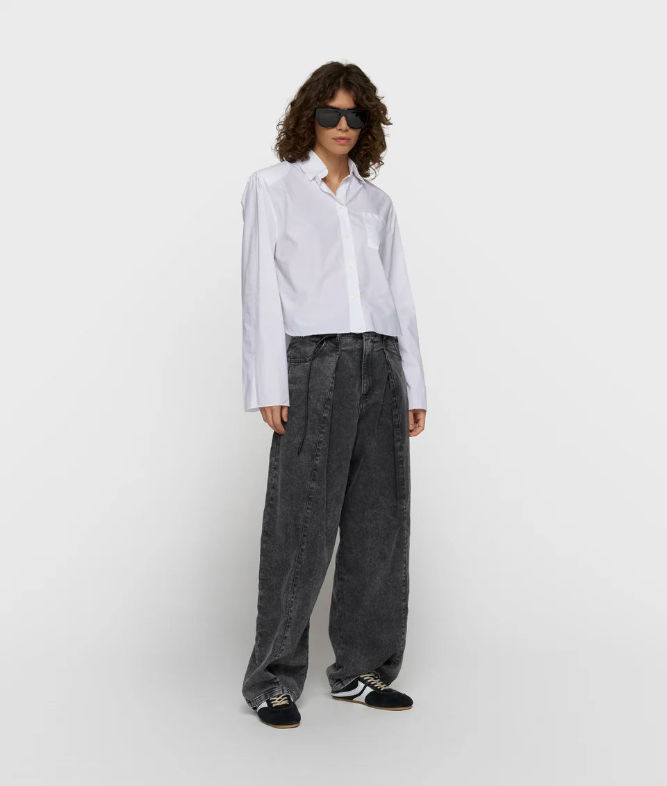 10DAYS AMSTERDAM Cropped Bluse mit Schulterpolster White