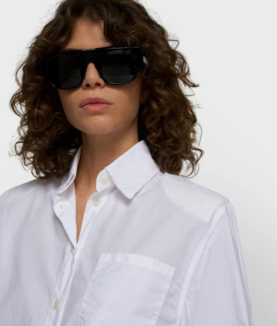 10DAYS AMSTERDAM Cropped Bluse mit Schulterpolster White