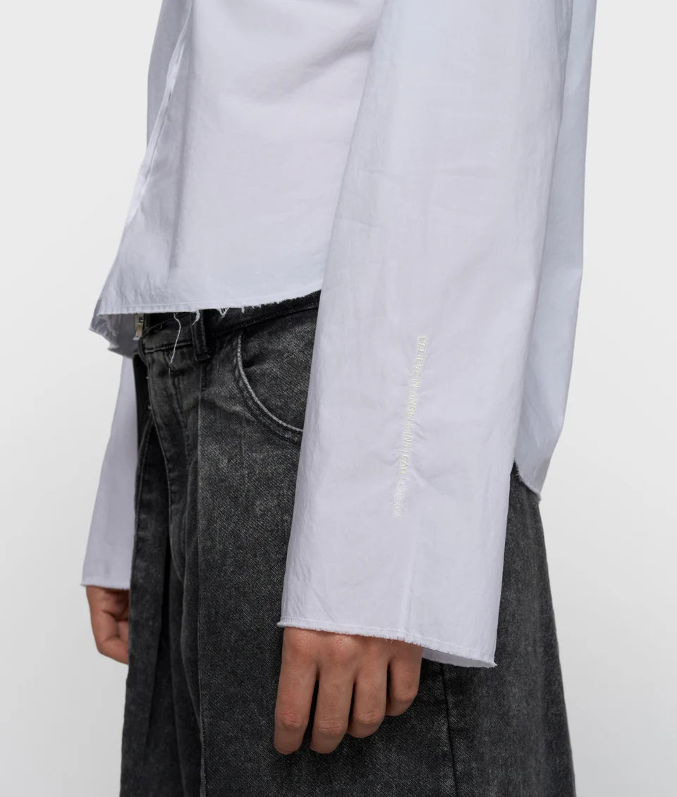 10DAYS AMSTERDAM Cropped Bluse mit Schulterpolster White