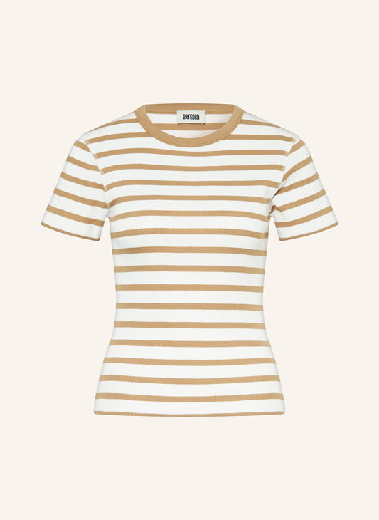 DRYKORN T-Shirt Koale Stripe Braun-Weiß