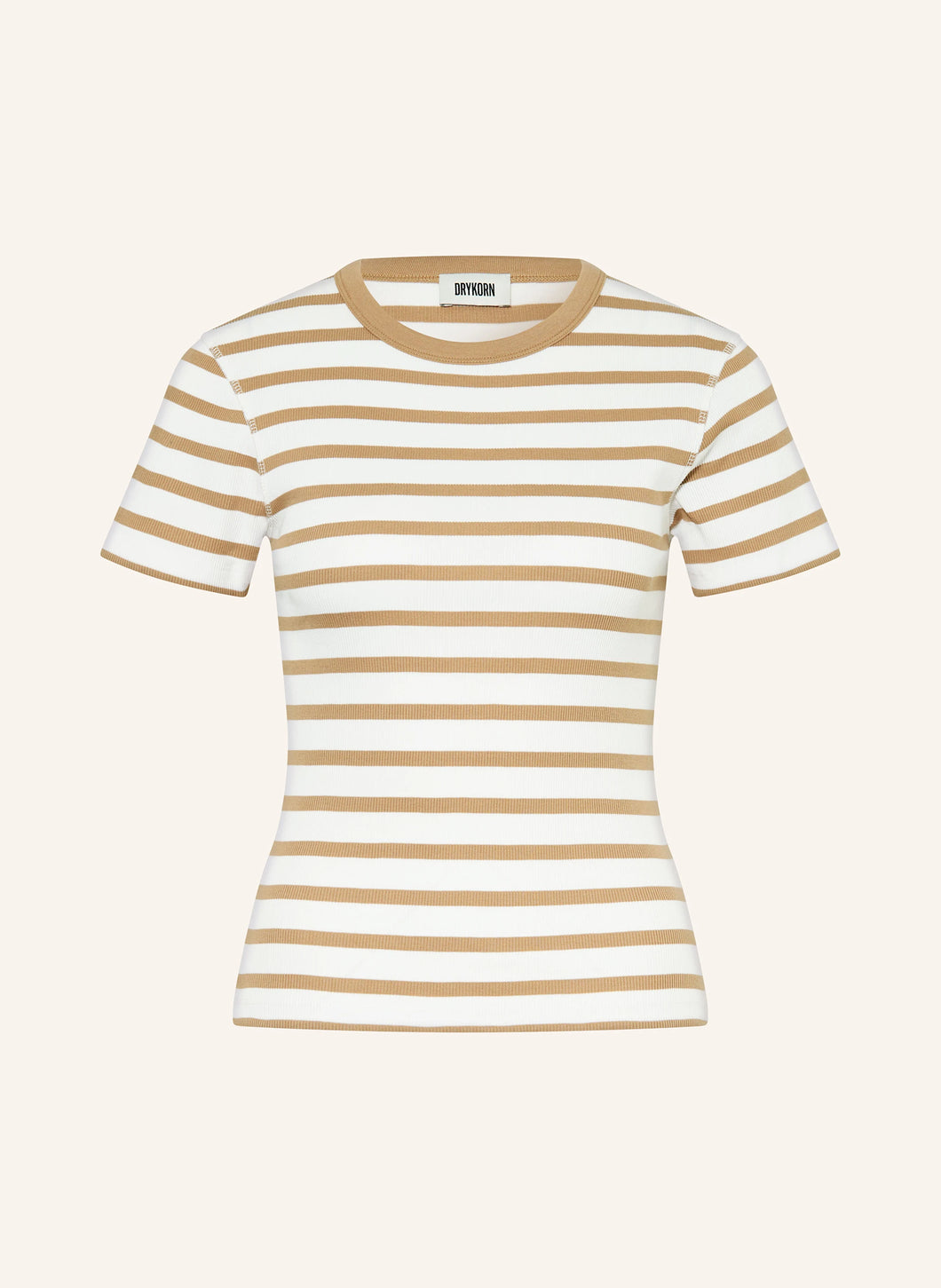 DRYKORN T-Shirt Koale Stripe Braun-Weiß