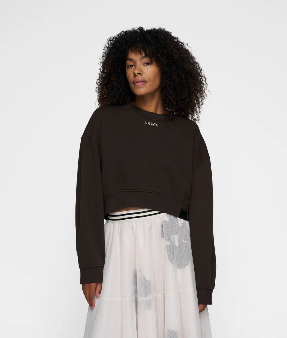 10DAYS AMSTERDAM Cropped Sweater Chocolate