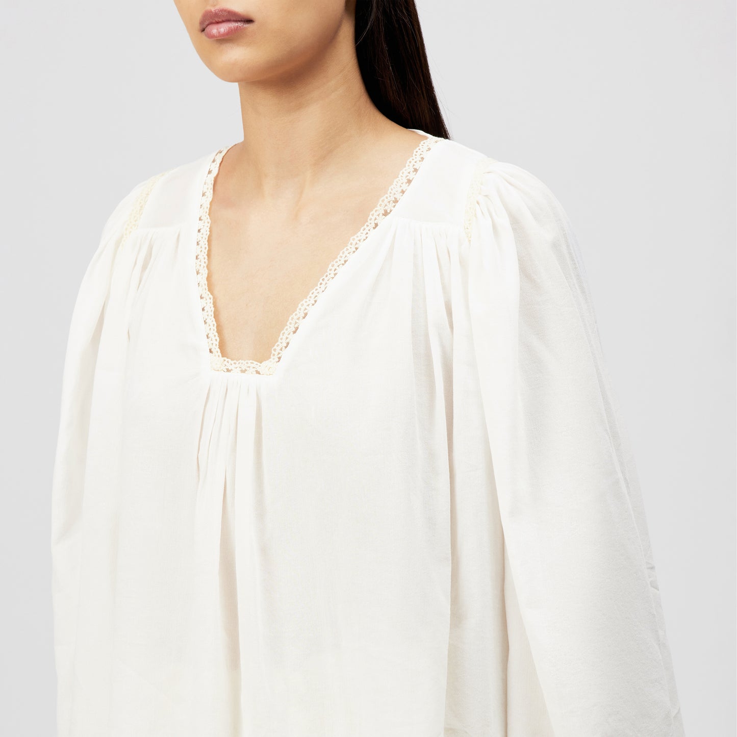 DRYKORN Babydoll-Tunika-Bluse Ismara Offwhite