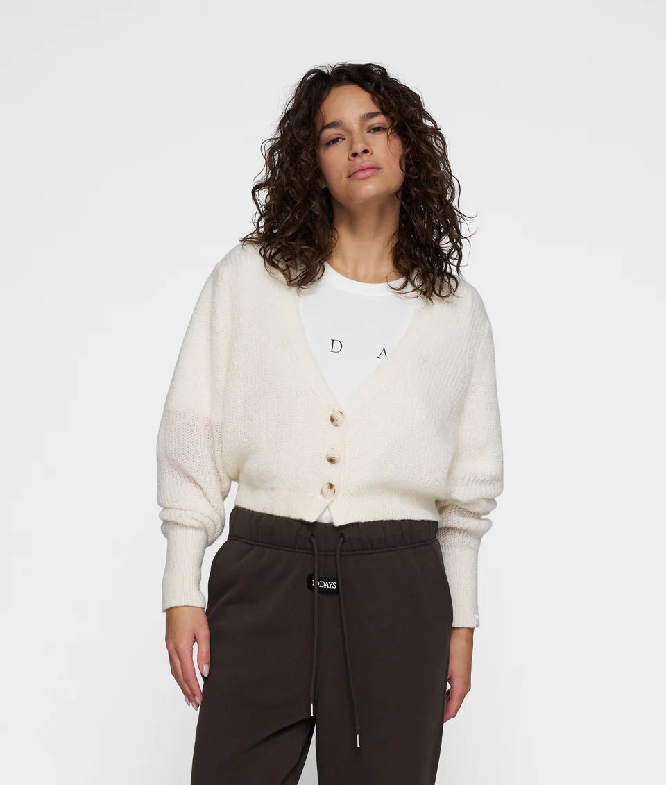 10DAYS AMSTERDAM Cropped Knit Cardigan Ecru