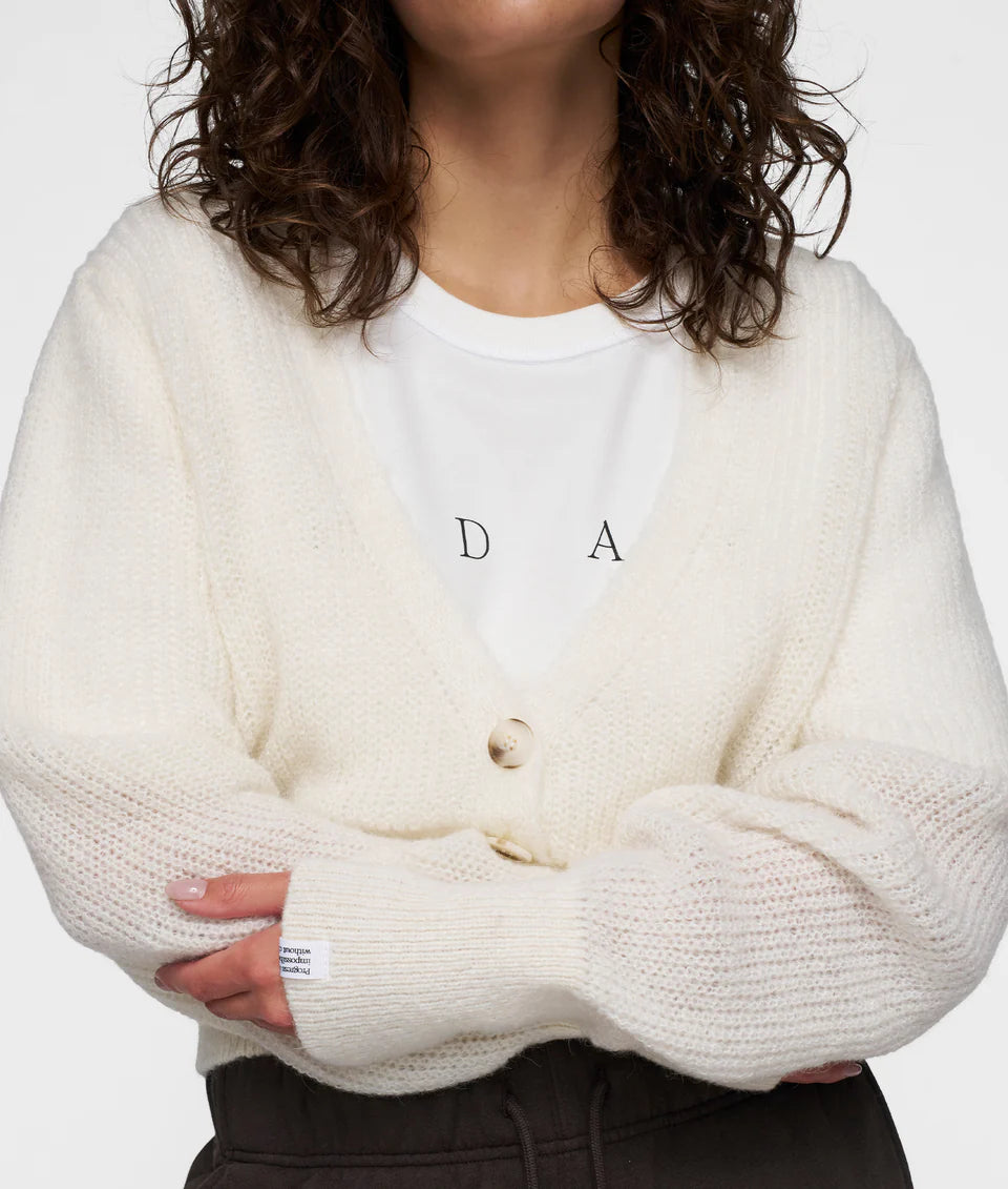 10DAYS AMSTERDAM Cropped Knit Cardigan Ecru