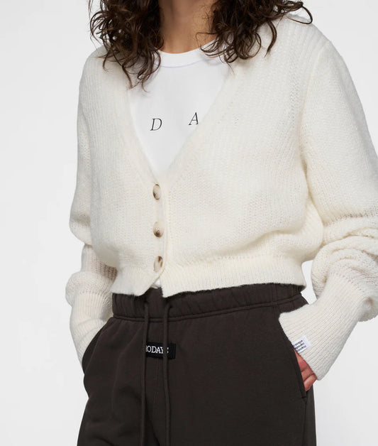 10DAYS AMSTERDAM Cropped Knit Cardigan Ecru